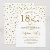 Invitation à la fête du 18e anniversaire - Gold Wh (Devant / Derrière)