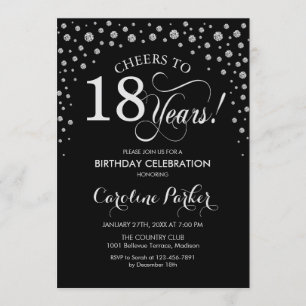 Invitation à la fête du 18e anniversaire - Noir d'