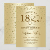 Invitation à la fête du 18e anniversaire - Or (Devant / Derrière)