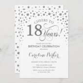 Invitation à la fête du 18e anniversaire - Silver  (Devant / Derrière)