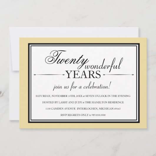 Invitation à la fête du 20e anniversaire (Devant)