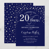 Invitation à la fête du 20e anniversaire - Silver (Devant / Derrière)