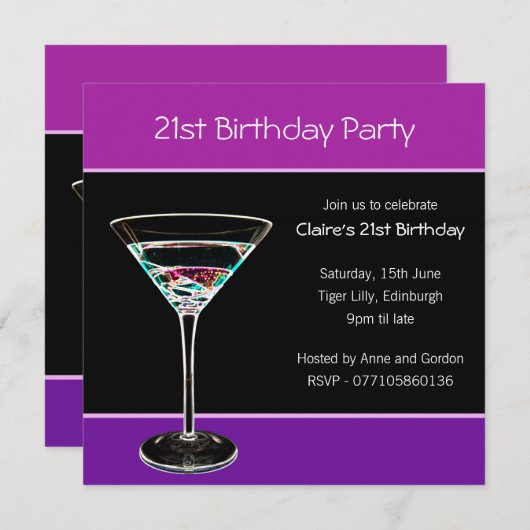 Invitation à la fête du 21e anniversaire (Devant / Derrière)