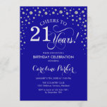 Invitation à la fête du 21e anniversaire - Argent<br><div class="desc">Invitation de fête du 21e anniversaire. Design élégant avec fausse parties scintillant argent et bleu roi. Salutations à 21 ans ! Message-moi si vous avez besoin d'une personnalisation plus poussée.</div>