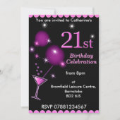 Invitation à la fête du 21e anniversaire - Cocktai (Devant)