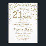 Invitation à la fête du 21e anniversaire - Gold Wh<br><div class="desc">Invitation de fête du 21e anniversaire. Design élégant avec fausse parties scintillant or et blanc. Salutations à 21 ans ! Message-moi si vous avez besoin d'une personnalisation plus poussée.</div>