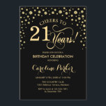 Invitation à la fête du 21e anniversaire - Noir d'<br><div class="desc">Invitation de fête du 21e anniversaire. Design élégant avec fausse parties scintillant or et noir. Salutations à 21 ans ! Message-moi si vous avez besoin d'une personnalisation plus poussée.</div>