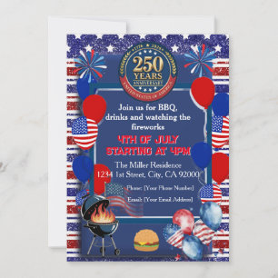 Invitation à la fête du 250e anniversaire de l'Amé