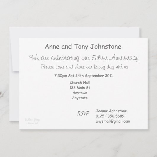 Invitation à la fête du 25e anniversaire - Calla L (Dos)