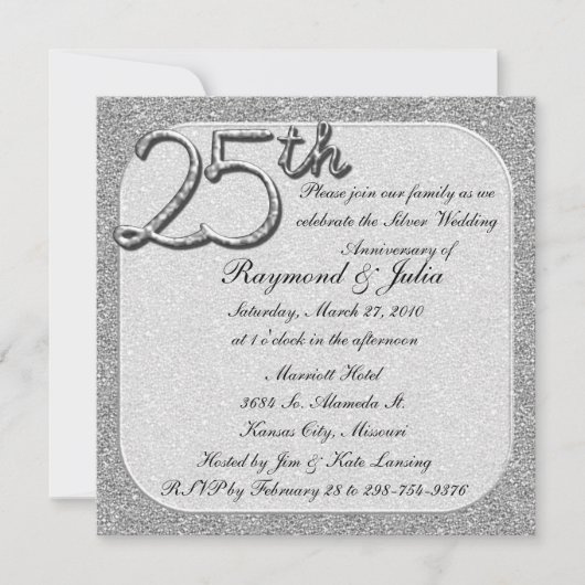 Invitation à la fête du 25e anniversaire d'argent (Devant)