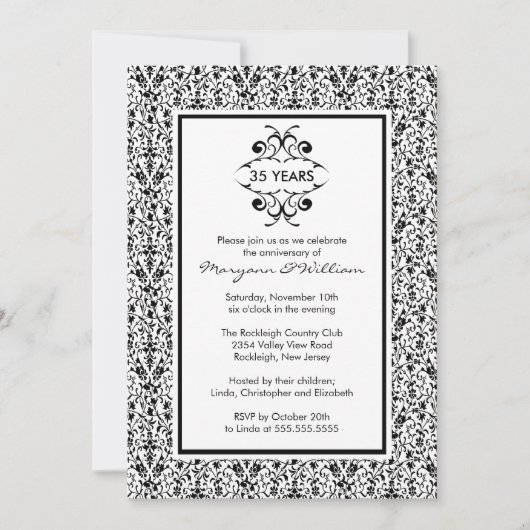 Invitation à la fête du 25e anniversaire noir et b (Devant)