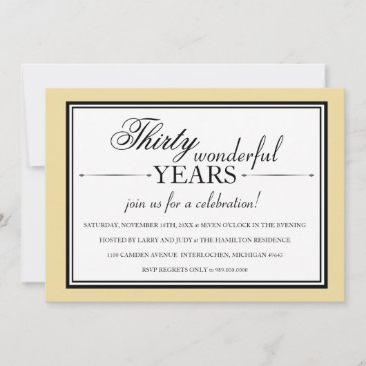 Invitation à la fête du 30 ans (Devant)