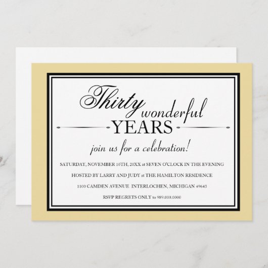 Invitation à la fête du 30 ans (Devant / Derrière)