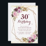 invitation à la fête du 30e anniversaire de florai<br><div class="desc">Un joli design à thème fleuri avec une belle fleur d'aquarelle d'automne violet. Le texte et les couleurs peuvent être personnalisés.</div>