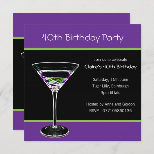 Invitation à la fête du 40e anniversaire (Devant / Derrière)