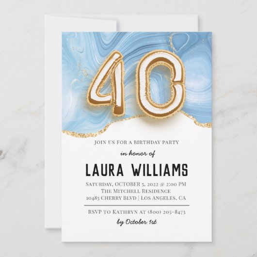 Invitation à la fête du 40e anniversaire (Devant)