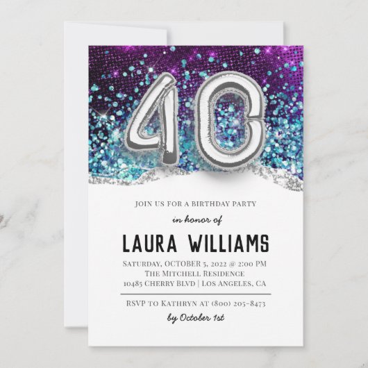Invitation à la fête du 40e anniversaire (Devant)