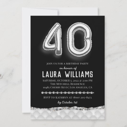 Invitation à la fête du 40e anniversaire (Devant)