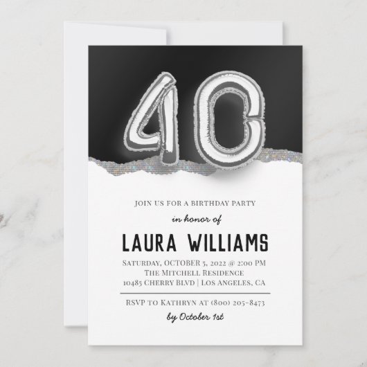 Invitation à la fête du 40e anniversaire (Devant)