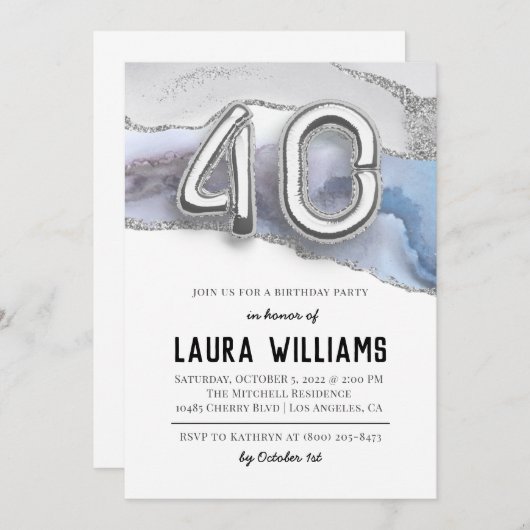 Invitation à la fête du 40e anniversaire (Devant / Derrière)