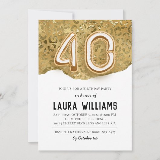 Invitation à la fête du 40e anniversaire (Devant)