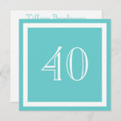 Invitation à la fête du 40e anniversaire - Aqua (Devant / Derrière)