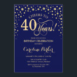 Invitation à la fête du 40e anniversaire - Gold Na<br><div class="desc">Invitation à la fête du 40e anniversaire. Elégant design avec fausse parties scintillant or et bleu marine. Salut à 40 ans ! Message-moi si vous avez besoin d'une personnalisation plus poussée.</div>