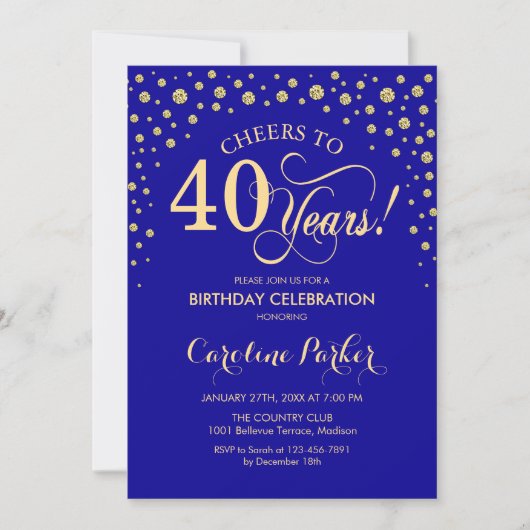 Invitation à la fête du 40e anniversaire - Gold Ro (Devant)