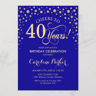 Invitation à la fête du 40e anniversaire - Gold Ro