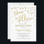 Invitation à la fête du 40e anniversaire - Gold Wh<br><div class="desc">40e anniversaire invitation pour hommes ou femmes. Design élégant en parties scintillant fausse or et blanc. Fonctionne le script pour et confetti. Salut à 40 ans ! Parfait pour une célébration anniversaire adulte élégante.</div>