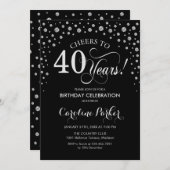 Invitation à la fête du 40e anniversaire - Noir d' (Devant / Derrière)