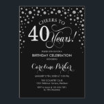 Invitation à la fête du 40e anniversaire - Noir d'<br><div class="desc">Invitation à la fête du 40e anniversaire. Design élégant avec fausse parties scintillant argent et noir. Salut à 40 ans ! Message-moi si vous avez besoin d'une personnalisation plus poussée.</div>