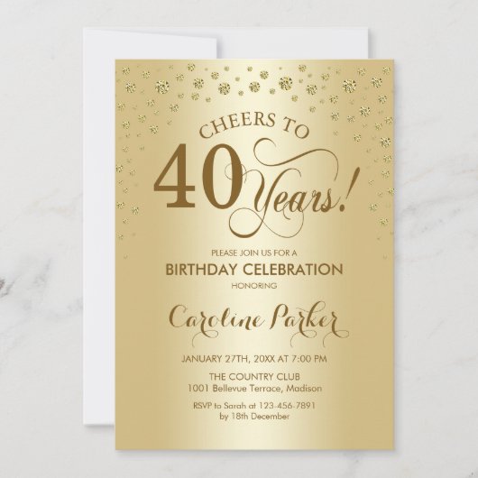 Invitation à la fête du 40e anniversaire - Or (Devant)