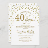 Invitation à la fête du 40e anniversaire - Or et b (Devant / Derrière)