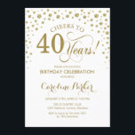 Invitation à la fête du 40e anniversaire - Or et b<br><div class="desc">Invitation à la fête du 40e anniversaire. Design élégant avec fausse parties scintillant or et blanc. Salut à 40 ans ! Message-moi si vous avez besoin d'une personnalisation plus poussée.</div>
