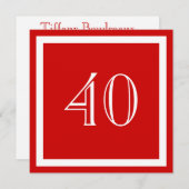 Invitation à la fête du 40e anniversaire - Rouge (Devant / Derrière)