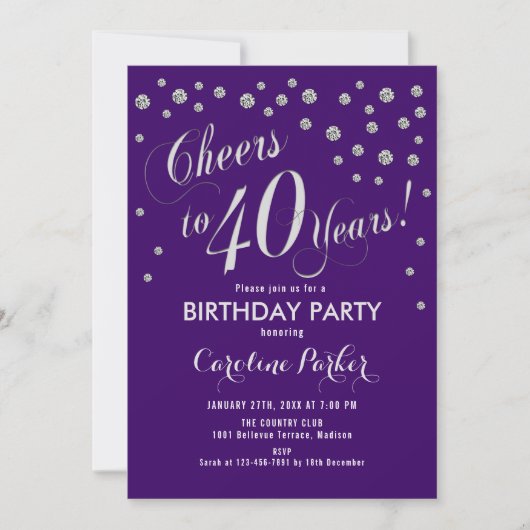 Invitation à la fête du 40e anniversaire - Silver (Devant)