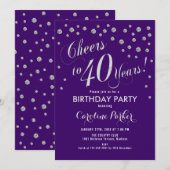 Invitation à la fête du 40e anniversaire - Silver (Devant / Derrière)