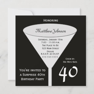 Invitation à la fête du 40e anniversaire Surprise