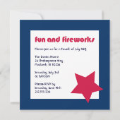 Invitation à la fête du 4 juillet (Dos)