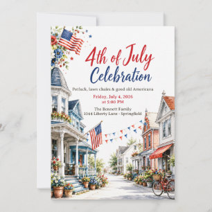 Invitation à la fête du 4 juillet en petite ville