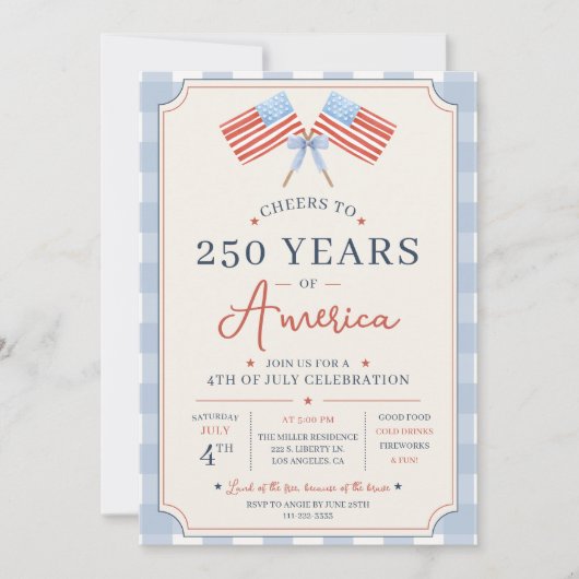 Invitation À la fête du 4 juillet pour les 250 ans de l'Améri (Devant)