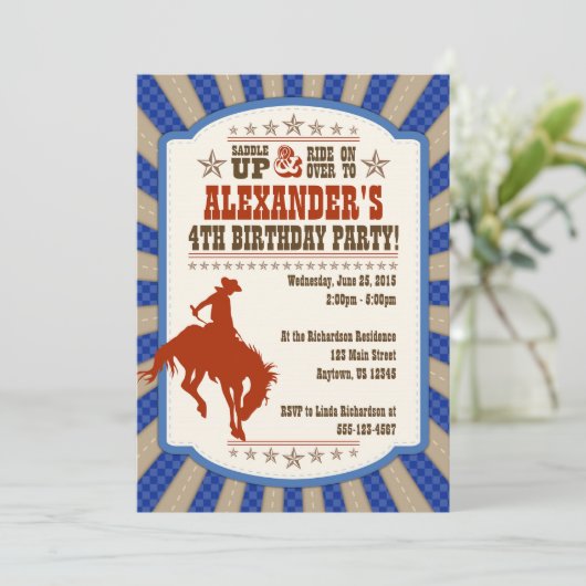 Invitation à la fête du 4e anniversaire de Cowboy (Debout devant)