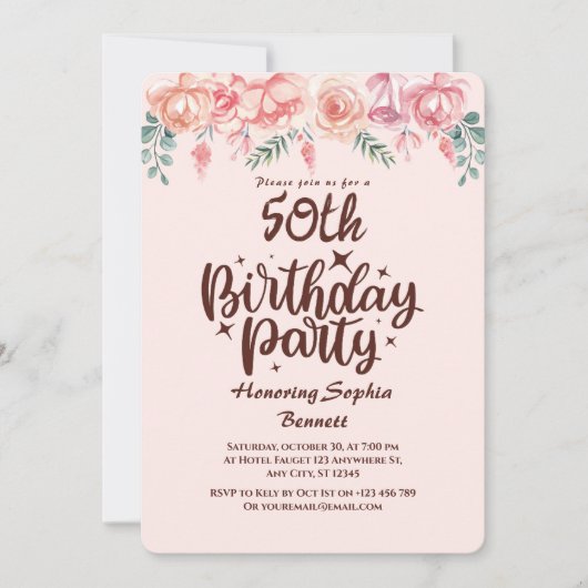 Invitation à la fête du 50e anniversaire (Devant)