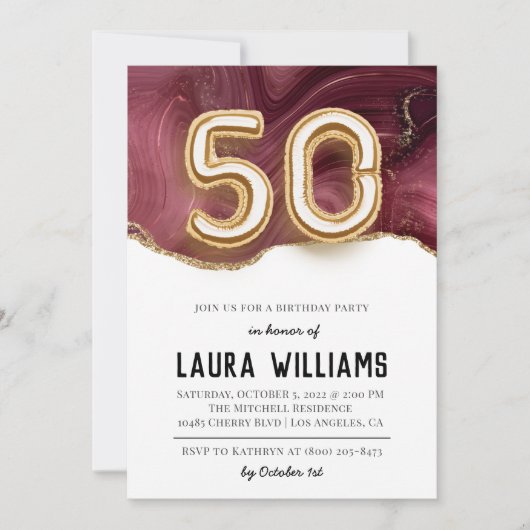 Invitation à la fête du 50e anniversaire (Devant)