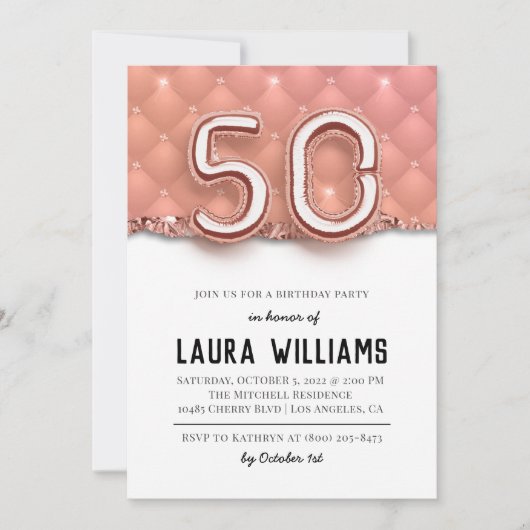 Invitation à la fête du 50e anniversaire (Devant)