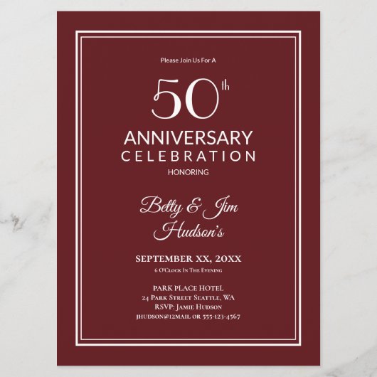 Invitation à la fête du 50e anniversaire (Dos)