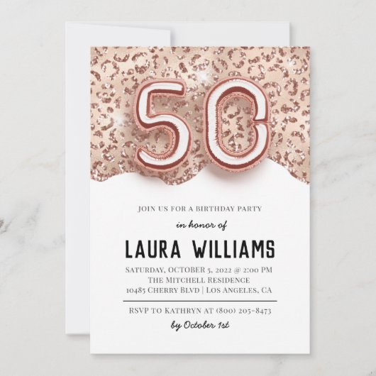 Invitation à la fête du 50e anniversaire (Devant)