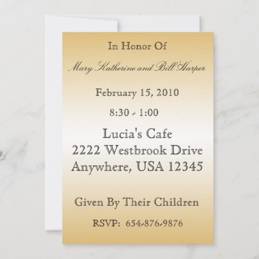 Invitation à la fête du 50e anniversaire (Dos)