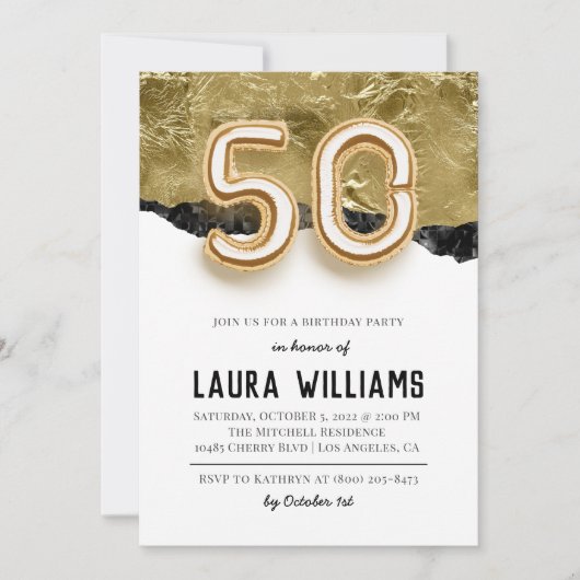 Invitation à la fête du 50e anniversaire (Devant)